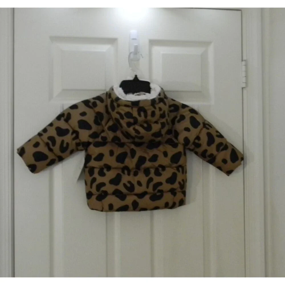 Jessica Simpson Baby Animal Print Coat Hooded Faux Sherpa Lined NWT